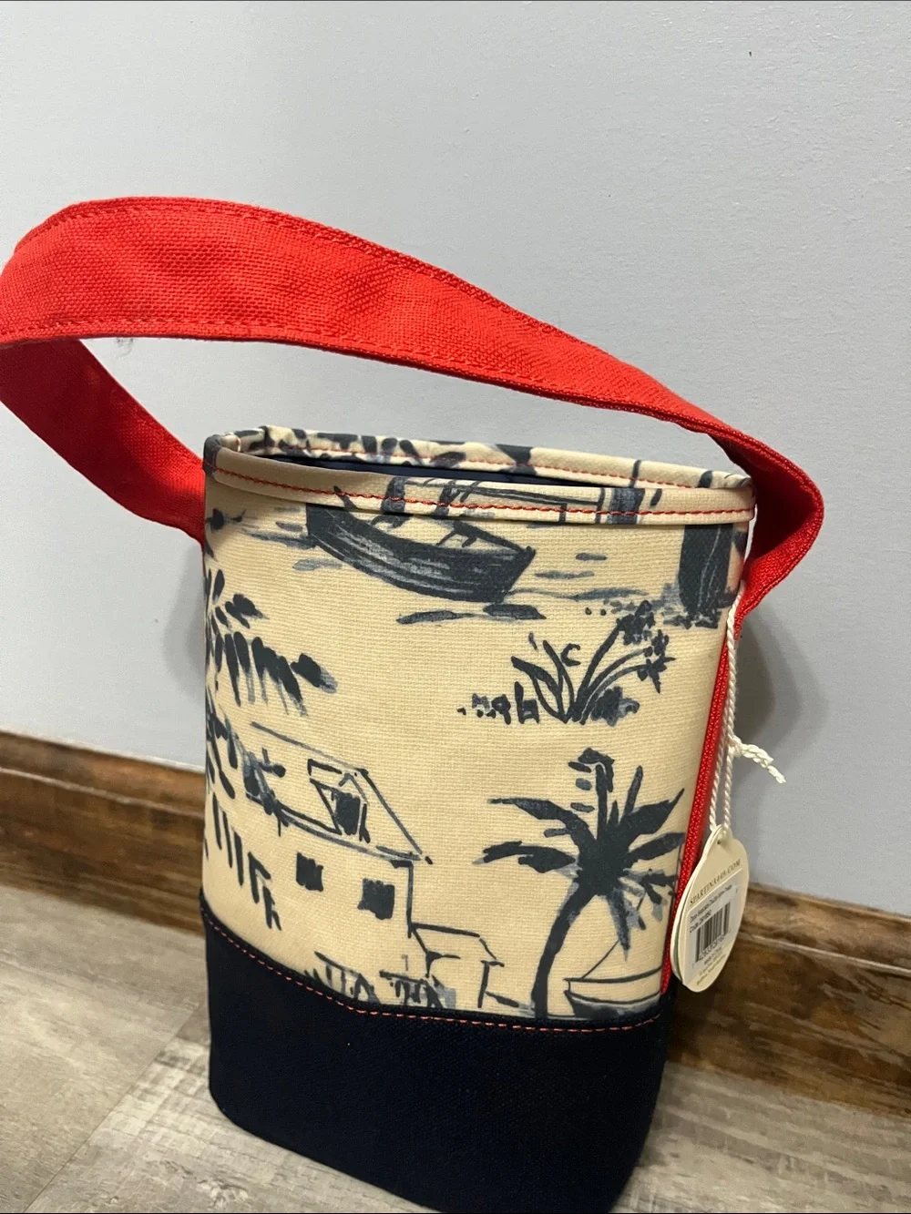 Spartina 449 Red-Handle Coastal Canvas Bucket Wine caddy Bag